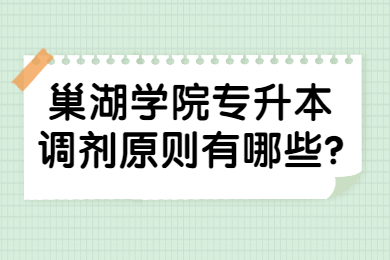 2022年巢湖學院專升本調劑原則有哪些?
