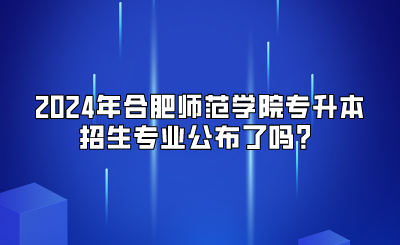 2024年合肥師范學院專升本招生專業