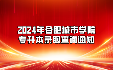 2024年合肥城市學(xué)院專升本錄取查詢通知