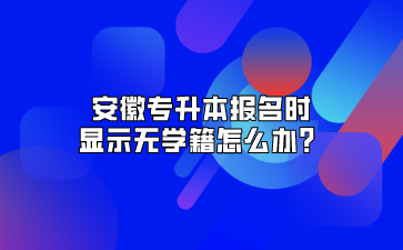 安徽專升本報名時顯示無學籍怎么辦？