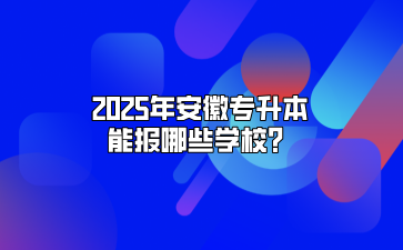 2025年安徽專升本能報哪些學(xué)校？