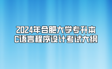 2024年合肥大學專升本C語言程序設計考試大綱