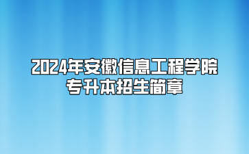 2024年安徽信息工程學院專升本招生簡章